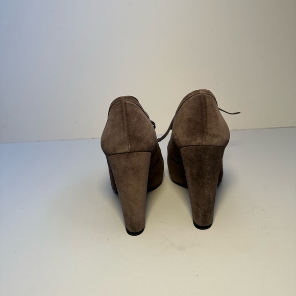 Stuart Weitzman Wallapalooza Size 7.5 Gray Suede Lace Up High Heel Boots Booties - Picture 4 of 8